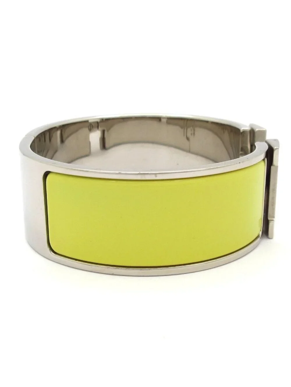 Hermes Bangle Clic Clac Silver Light Yellow Ivory Bracelet